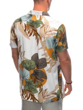 Fehér ing rövid ujjú, gallérral és gallérral