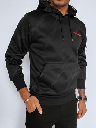 Trendi fekete kapucnis pulóver felirattal B1630
