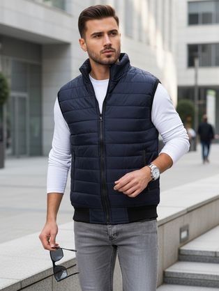 Sötét kék mellény kapucni nélkül