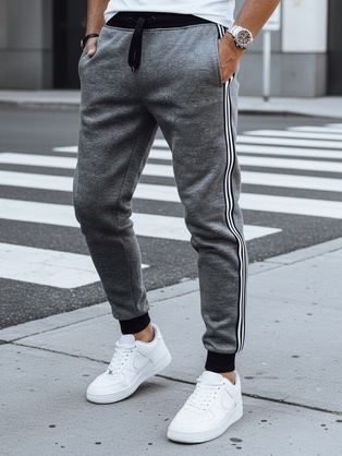 Férfi grafit melegítőnadrág dekoratív övvel