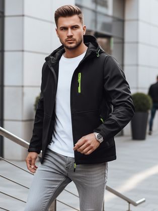 Divatos fekete férfi softshell kabát