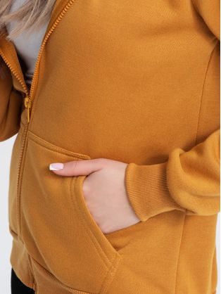 Kényelmes női kapucnis felső mustár színben TLR003