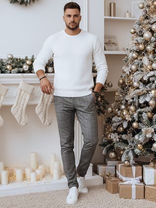 Stílusos szürke káró mintás nadrág