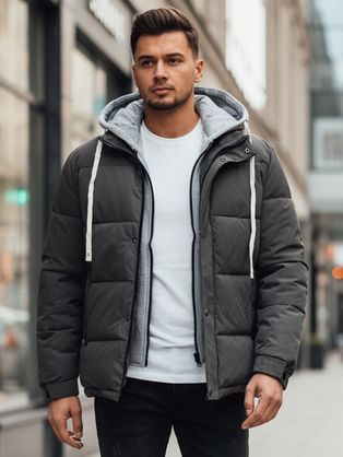 Érdekes grafit téli kabát kapucnival