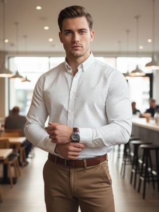 Gránátvörös karcsúsított férfi ing eredeti mintával