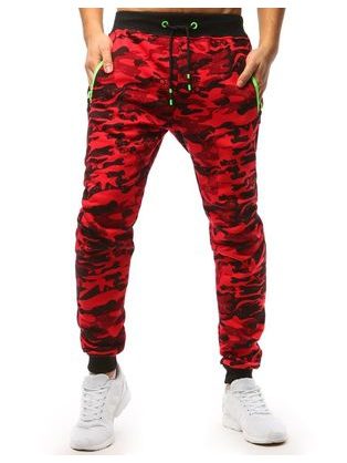 Piros terepszínű mintás melegítőnadrág férfiaknak