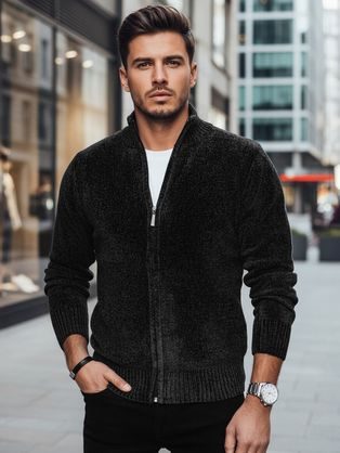 Fekete férfi cipzáras pulóver