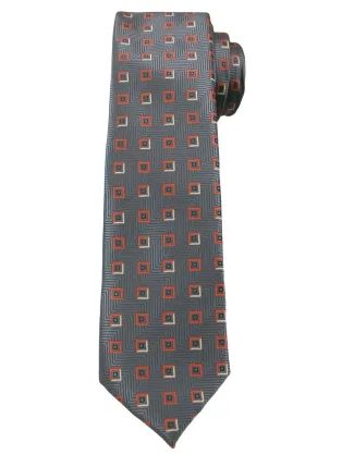 Sötét szürke geometrikus mintával  díszített nyakkendő  Angelo di Monti