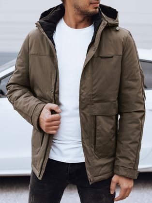 Stílusos téli camel színű parka kabát nagy zsebekkel