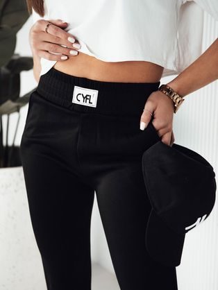 Női fekete leggings bőr hatású PLR242