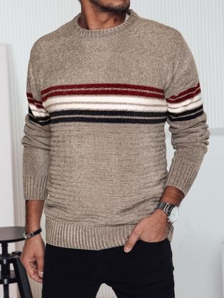Férfi dizájner pulóver télire bézs színben