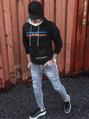 Divatos grafit férfi pulóver felirattal