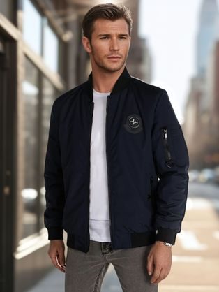 Modern kék bomber kabát