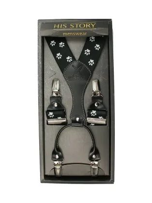 Trendi fekete férfi nadrágtartó mancsokkal