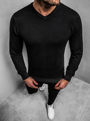 Vonzó fekete pulóver BL/M005Z