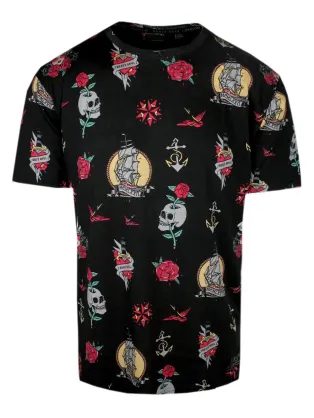 Fekete férfi póló divatos mintával