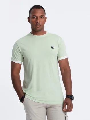 Menta zöld póló hímzett címkével V9 S1632