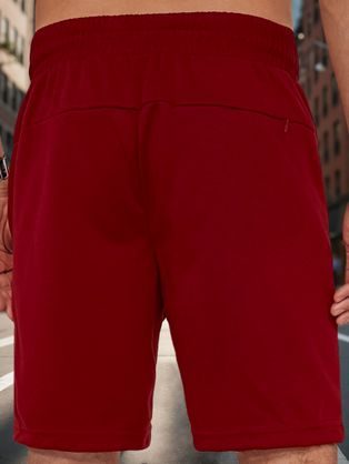 Férfi gránátvörös színű rövidnadrág cipzáras zsebekkel