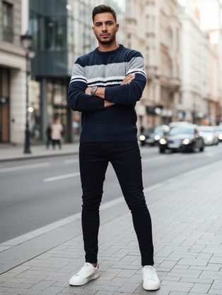 Divatos férfi pulóver khaki színben