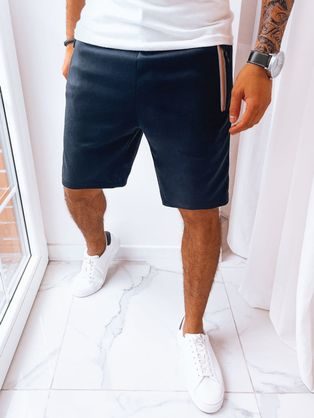 Sportos sötét kék férfi rövidnadrág oldalsó cipzárral