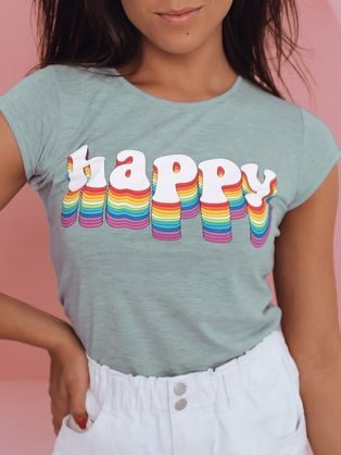 Divatos menta színű női póló Happy
