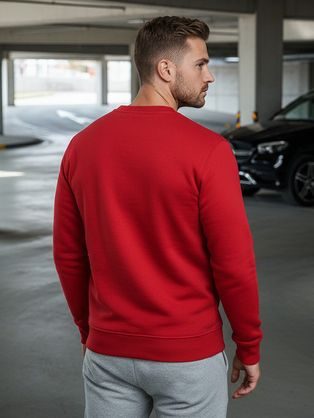 Kényelmes piros pulóver címkével V1 SSNZ-0134