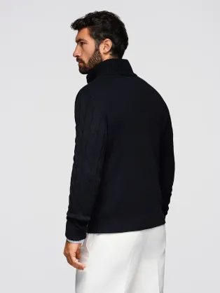 Elegáns kötött pulóver férfiaknak zöld v1 om-swcd-151