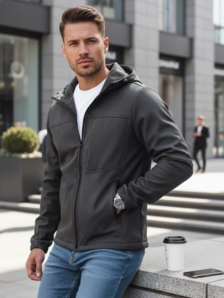 Softshell férfi dzseki az átmeneti időszakhoz szürke színben