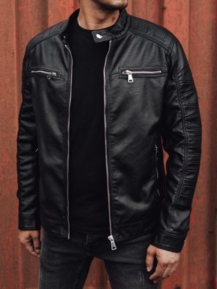 Modern férfi fekete bőrdzseki