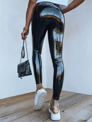 Trendi fekete női viaszolt nadrág Lux