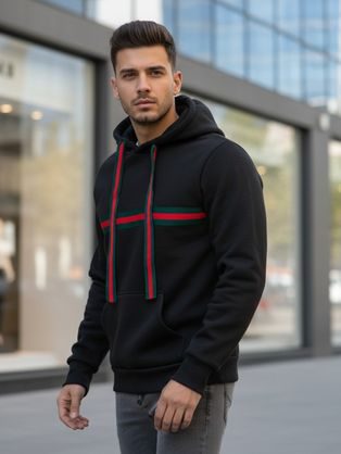 Férfi pulóver sportos design szürke