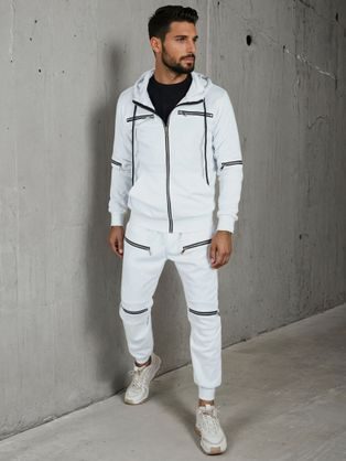 Eredeti fehér tréningruha díszes cipzárakkal