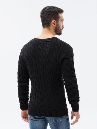 Hagyományos fekete pulóver kerek nyakkivágással V2 SWBS-0106