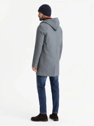 Modern világosbarna kabát magas gallérral V4 COWC-0120