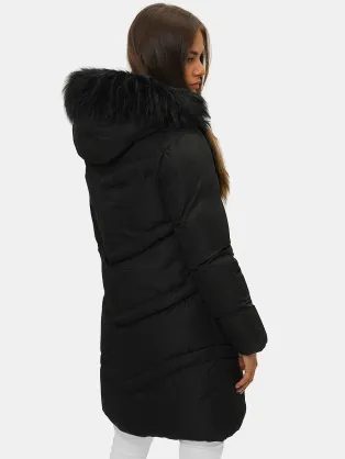 Fekete női téli kabát trendi kivitelben JS/M731/392