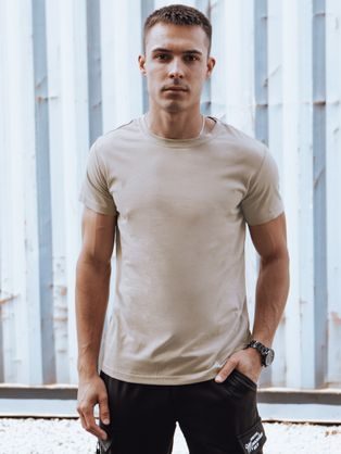 Stílusos férfi rövid ujjú bézs színű póló