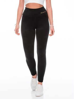 Női fekete velúr leggings PLR245