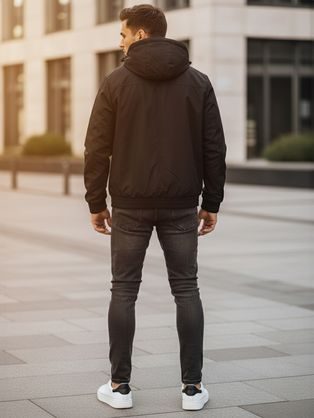 Meleg sötétkék férfi hosszú kabát