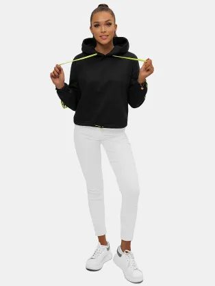 Fekete női pulóver különleges kivitelben JS/B26031Z