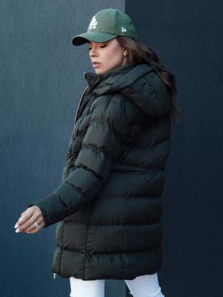 Sötét zöld női steppelt kabát Gabrielle