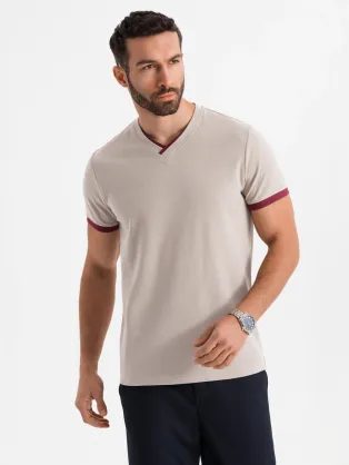 Modern bézs színű pamut póló V2 TSCT-0198