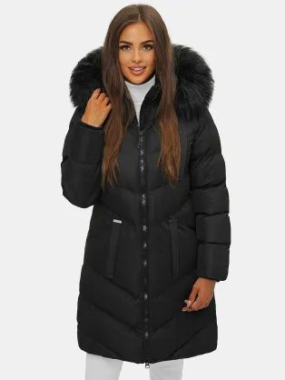 Fekete női téli kabát JS/M732/392