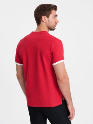 Kényelmes trendi piros galléros póló V2 TSCT-0156