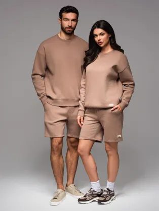 Unisex barna tréningruha (pulóver + rövidnadrág) V16 Z108