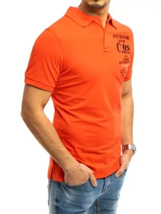 Pamut ecru színű galléros póló felirattal V7 S1746