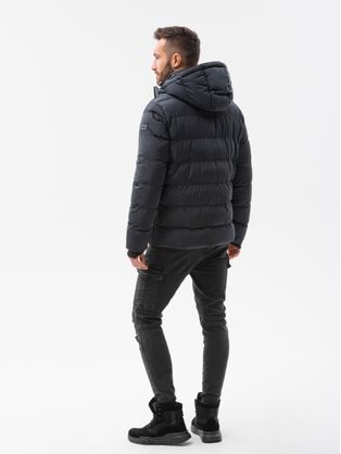 Stílusos fekete steppelt téli kabát