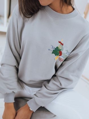 Érdekes világosszürke női pulóver Japanese