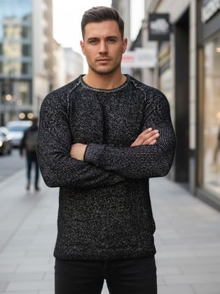 Menő férfi pulóver fekete színben