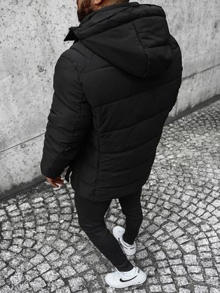 Fekete vonzó téli kabát kapucnival  JS/22M60/392
