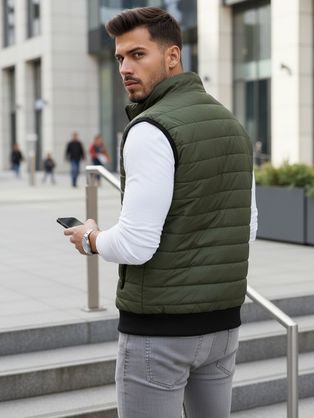 Modern szürke férfi mellény kapucni nélkül